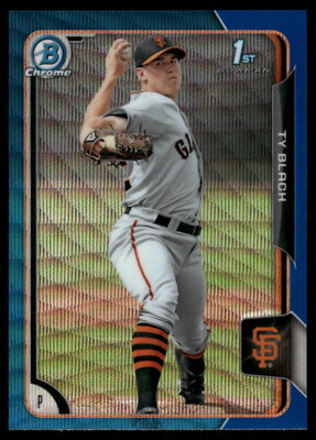 2015 Bowman #BCP24 Ty Blach Chrome Prospects Blue Wave Refractors