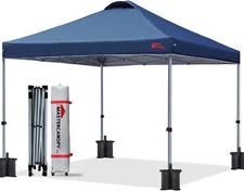 Durable Pop-Up Canopy Tent with Roller Bag (10X10, Navy Blue)