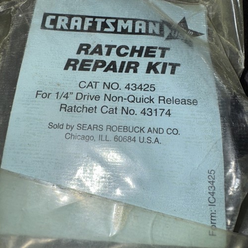 NEW USA MADE Craftsman 1/4" Repair Kit 43425 for Non-Quick Release Ratchet 43174 - Picture 2 of 3