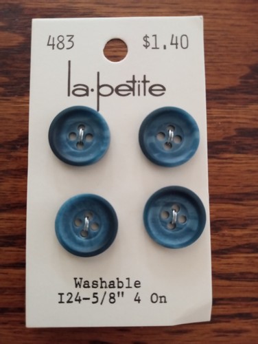 4 bottoni vintage tono blu 5/8" La Petite
