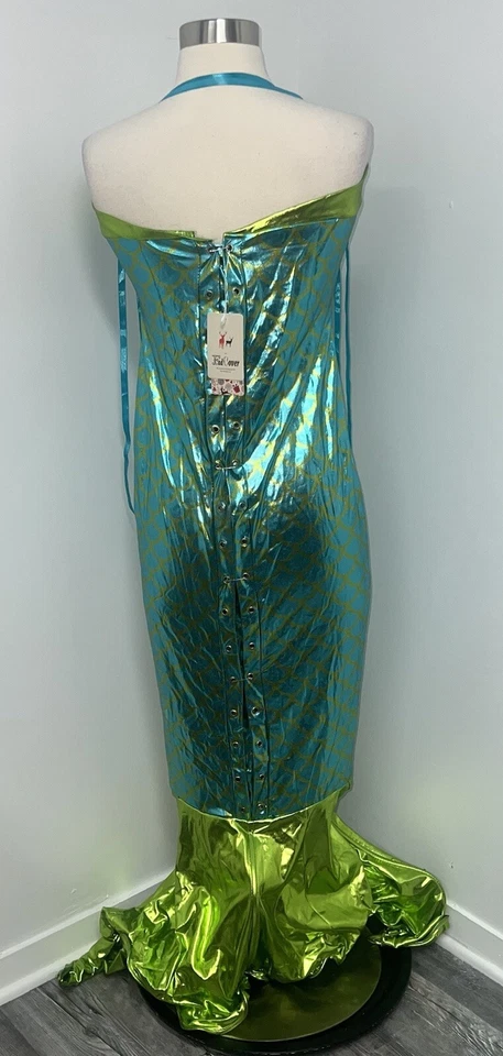 Русалка Хэллоуин костюм женщин средний большой сексуальный косплей металлический зеленый синий - Изображение 3 из 4