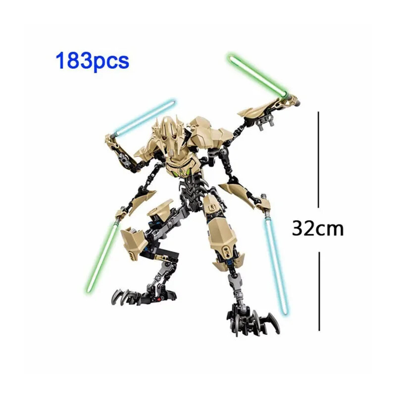 32cm Star General Grievous Action Figure with Lightsaber Building Blocks Toy
