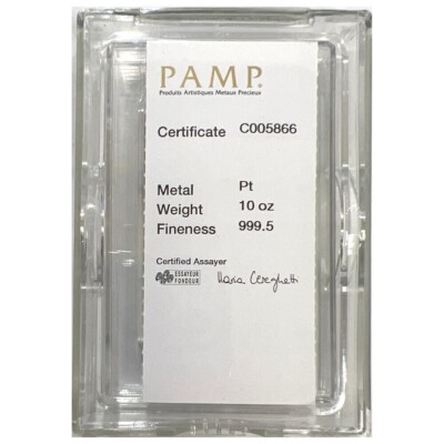 PAMPプラチナ　10gバー 10 oz Platinum Bar PAMP Suisse Fortuna - 999.5 Fine in