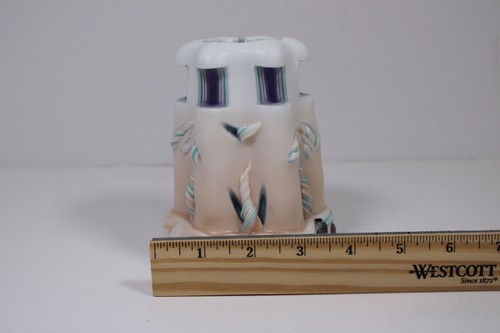 Vintage Hand Carved Wax CANDLE Lighthouse w/ SEASHELLS Unused Seaside Motif - Picture 9 of 9
