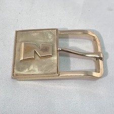 Vintage Swank Jewelry Pearl Gold N Initial Belt Buckle 2" x 1 1/4" B2