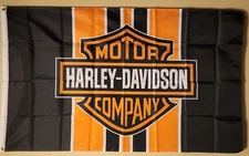 Harley Davidson Motorcycle Orange USA Flag 3x5 ft Legendary Banner Garage Sign
