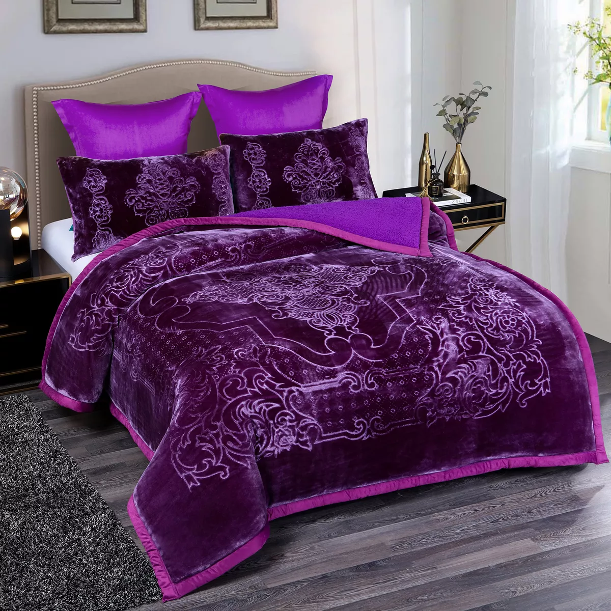 Purple blanket set hot sale