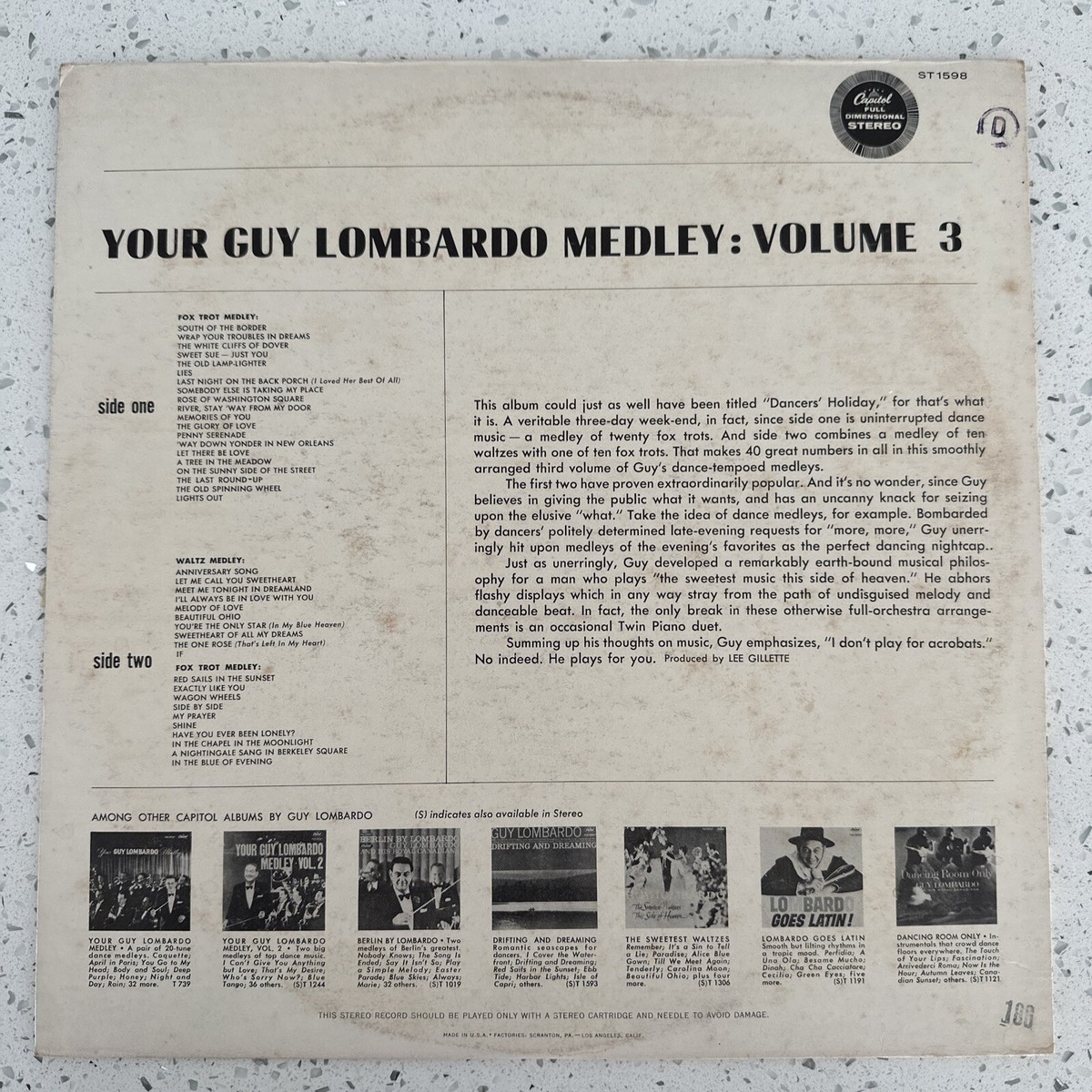 side CD まとめ Your Guy Lombardo Medley Vol. 3 - Capitol Records SR 1598 LP NM