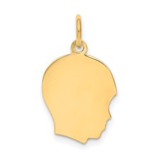 14K Yellow Gold Plain Facing Right Boy Head Charm XM108/09