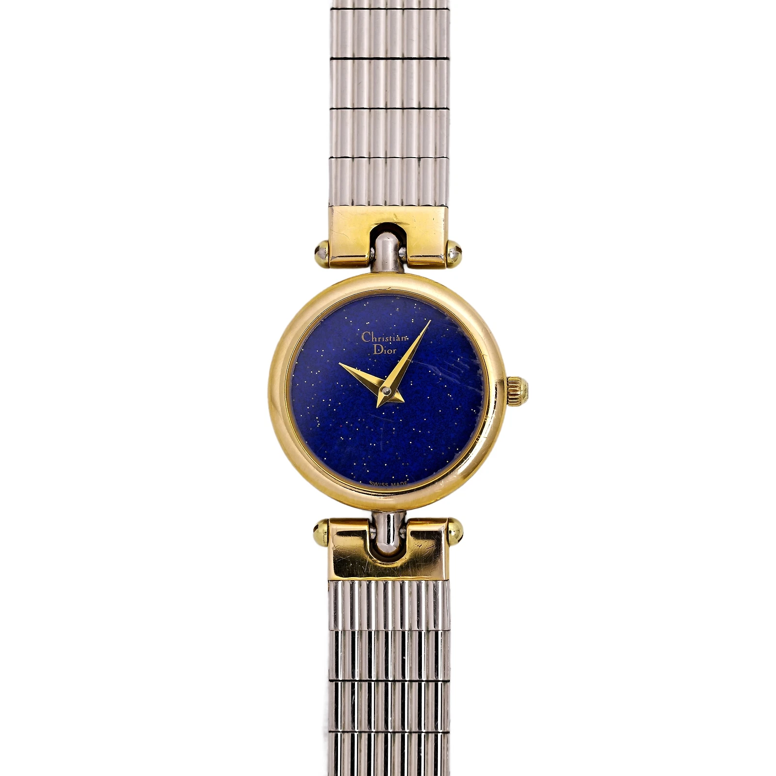 Cadran de nuit étoilé bleu femme Christian Dior vintage bicolore fabrication suisse