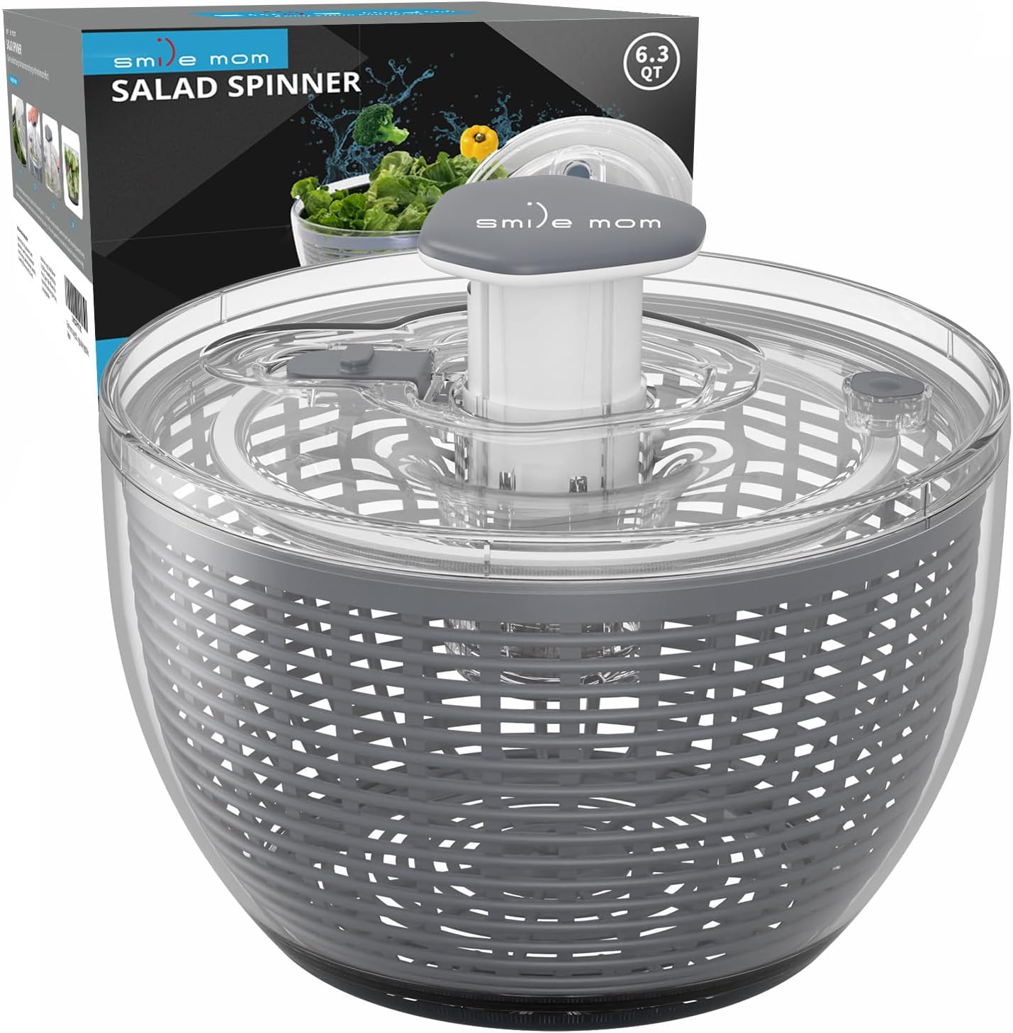 Large Salad Spinner Lettuce Spinner Kitchen Gadgets, Large Salad Spinner 6.3 Qt-image