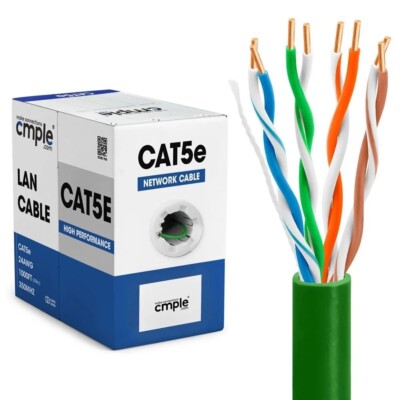 Plenum Cat5e Ethernet Cable 24AWG Cat 5e Cord CCA CMP Network Cable 1000ft