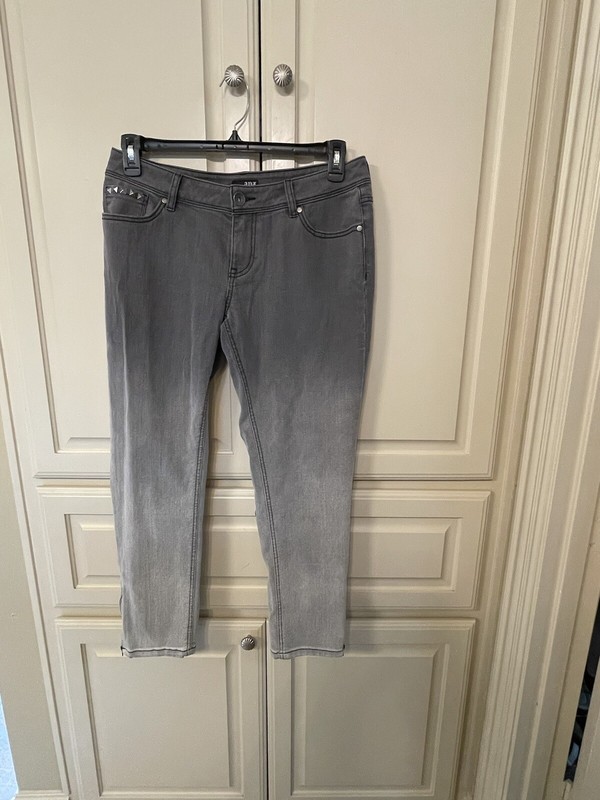 ANA Women’s Gray Shaded Skinny Ankle Jeans With Side Leg Zip - Size 10