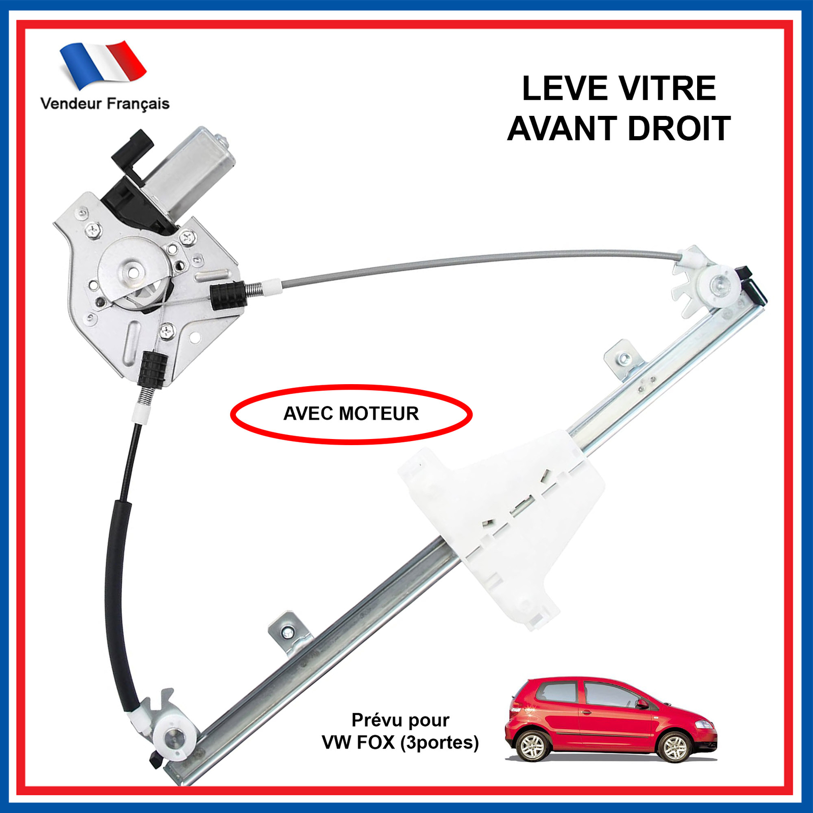 Lève-vitre électrique passager pour réparation de portière avant droite Fox
