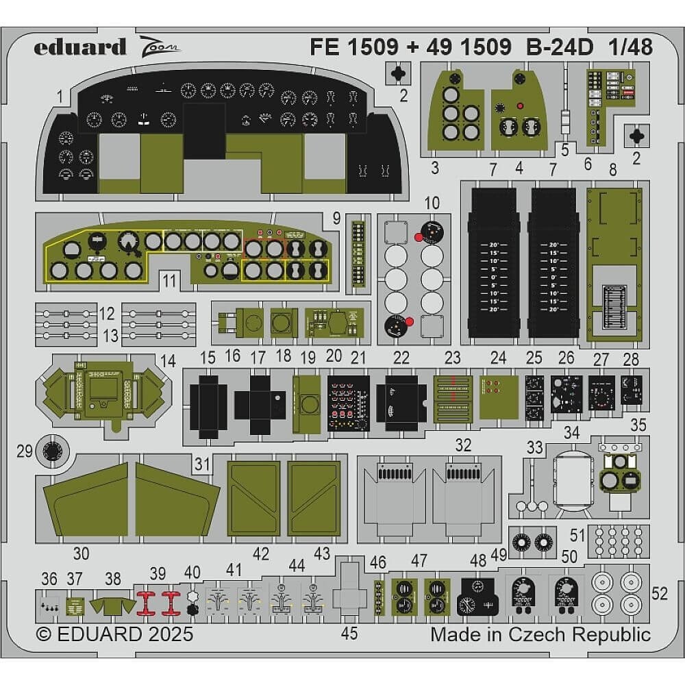 1:48 B-24D instrument panel for Hobby Boss FE1509 Eduard