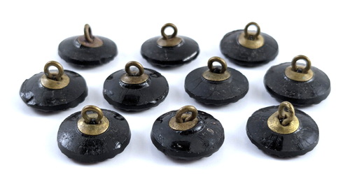 Antique Victorian Black Glass Buttons Spiral Design 1/2" Set Of 10 Loop Shank - Picture 6 of 7