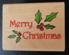 CMC Canadian Maple Collection Merry Christmas Wood Stamp Holiday Phrase