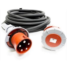 63amp Red 3 PHASE Power Cable. (5x16mm) 3P+N+E 400V. H07RN-F Rubber