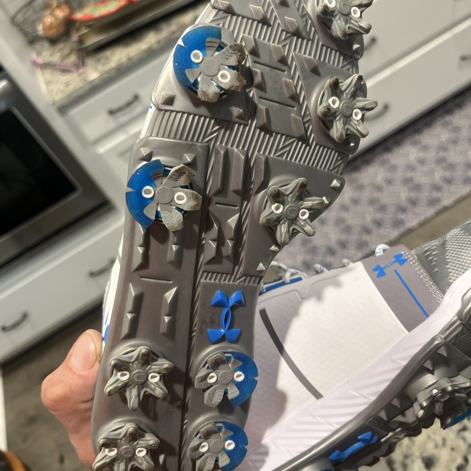 Under Armour UA Tempo Sport Golf Cleats White Grey Blue 1292752-141 Womens 6 thumbnail 5