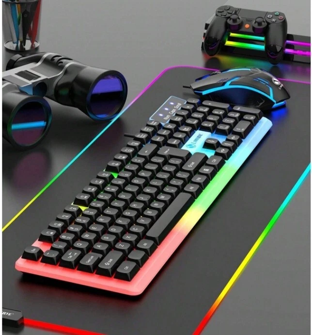 Juego de mouse con teclado brillante GTX350 teclado suspendido mecánico manual ratón para juegos Foto 4 de 4