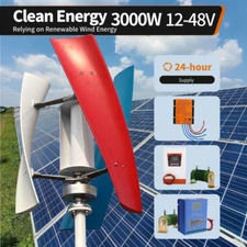 3000W Wind Turbine Generator MPPT DC 12V 24V 48V Hybrid Controller Windmill Kit