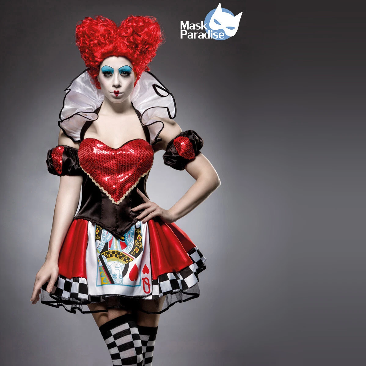 Costume Regina Rossa Cuori Carnevale Alice in Wonderland