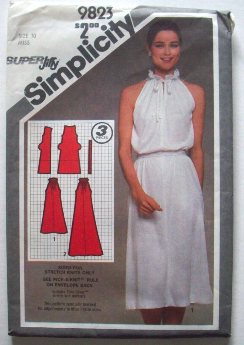80's Jiffy gathered neck loose fit pullover dress pattern 9823 size 10 ...