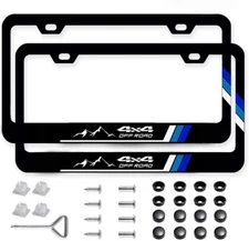 2 Toyota 4x4 off Road TRD Tacoma Tundra Blue Tri Color Retro License Plate Frame