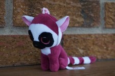 PLUSH Ty Beanie Boos LEEANN Plum Ring Tail Lemur Backpack Clip Stuffed MINI Toy