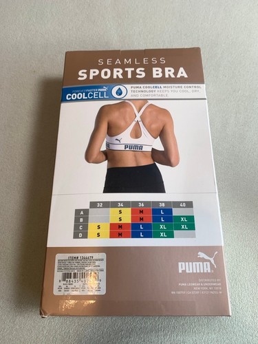 PUMA 2pk Black Gray Seamless Sports Bra M Medium Impact Acitve Air new - Picture 3 of 4