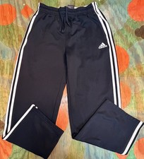 Adidas Youth 3Stripe Athletic Straight Leg Black Warm-Up Pants Sz Large 14-16 Po