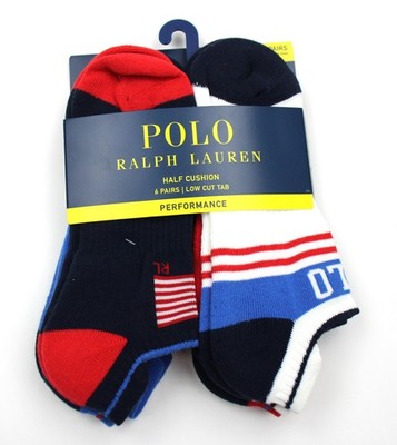 Polo Ralph Lauren Socks Mens 10-13 Nvast Half Cushion Low Cut Performance 6 Pack