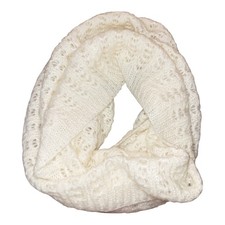 BP Crocheted White Boho Cozy Infinity Scarf