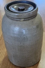 Antique Stoneware Crock Jar Salt Glaze Primitive Storage 10" Unmarked