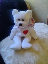 Ty Beanie Baby White Bear with Red Heart Plush Toy 1999 for Ages 3-7 Years