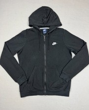 Nike Zip Up Hoodie Women's Medium Black Fleece Sweatshirt Full Zip Swoosh