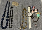 Grandpas Vintage Junk Drawer Lot Collectibles Sterling 925, Costume Jewelry...