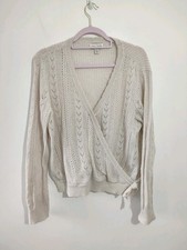 Love Roses Womens Jumper Pullover Size 18 Beige Casual Long Sleeve Knit Wrap