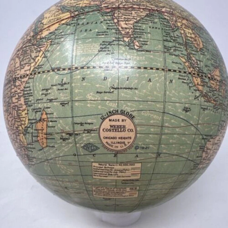 Globo Weber Costello vintage 12 pulgadas colgante Chicago Heights EE. UU. C 1921 Foto 3 de 4