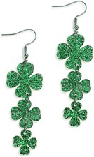 JeanBeau St. Patrick's Day Green Shamrock Earrings for Women, Irish Clover Leaf