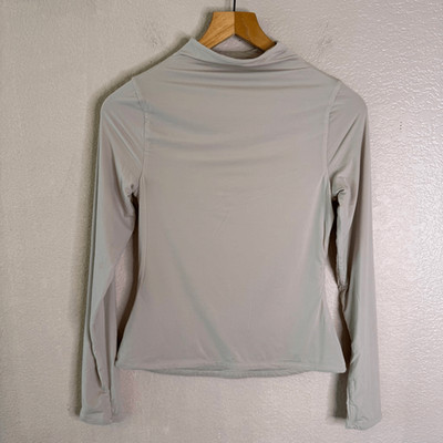 Naked Wardrobe Mock Neck Top Womens Large Taupe Long Sleeve Stretch Sculpt Basic