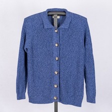 Appleseeds Classic Button Front Cardigan Sweater MEDIUM Cotton Blend Cornflower