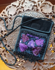 Vintage 1980s/1990s Handmade Purple Embroidered Velvet Fringed Boho Festival Bag