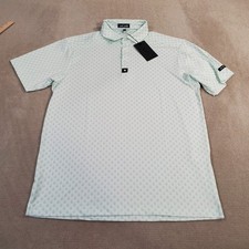 Bad Birdie Polo Shirt Mens Large White Green Horizon Core Performance Stretch