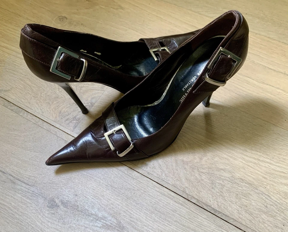 Superbes Escarpins Roberto Durville - Pointure 40 - Talon 10 cm - Marron Glacé - Photo 4/4