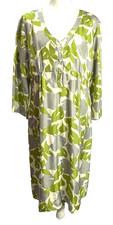 Boden Womens Silk Green Gray Abstract Floral Print 3/4 Sleeve Lined Dress Sz 12