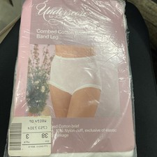 3 VTG Underscore Underwear Size 38 Pima Cotton White Briefs Panties Sz 7 Granny
