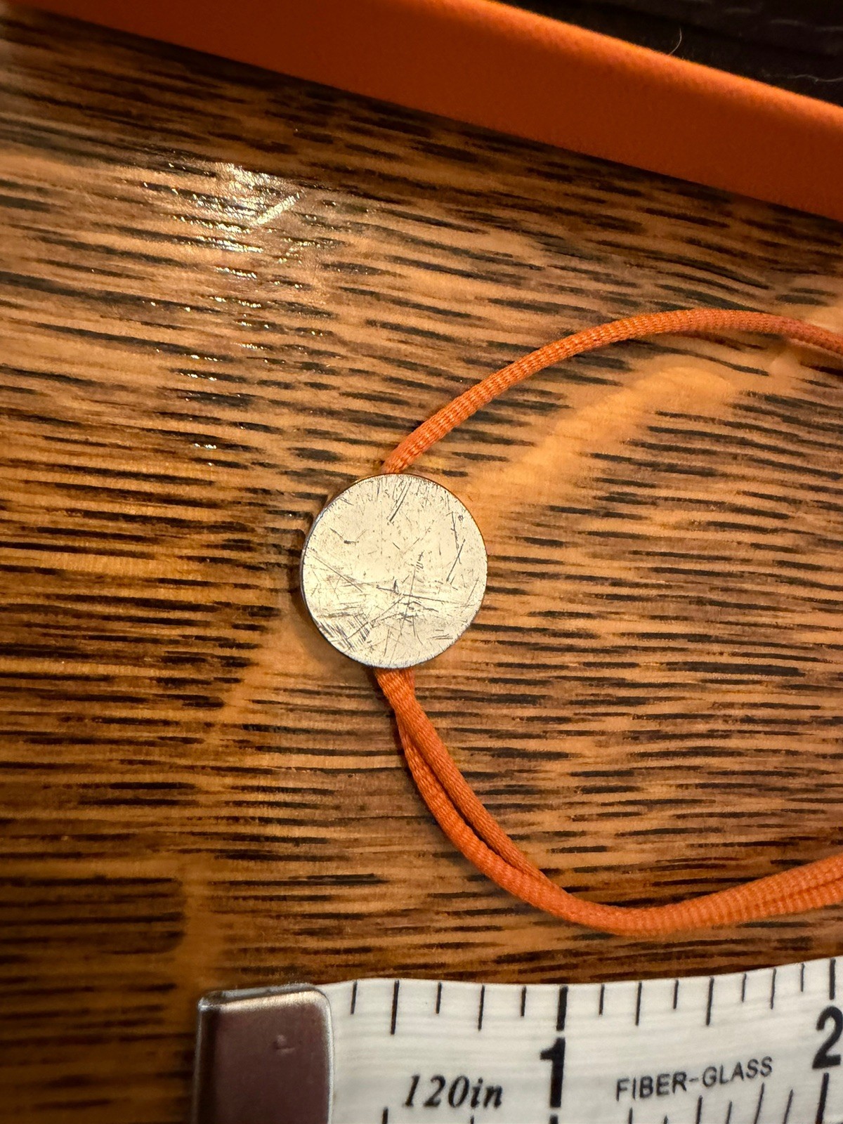 Authentic Hermes String Cord Bracelet Silver Oran… - image 4