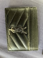 Saint Laurent YSL Cassandre Matelassé Card Holder Case Wallet, Black Leather