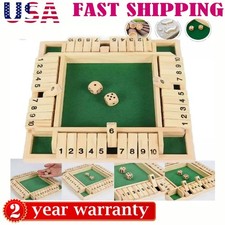 NEW 4-Player Shut The Box Dice Game Wooden Family Party Porch Pub Bar Board Game
